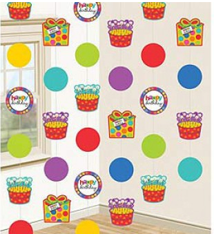 Hanging String Decorations Birthday Dots