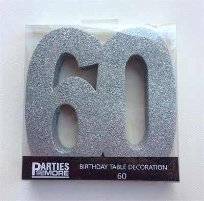 Centrepiece Foam Glitter Number 60 Silver