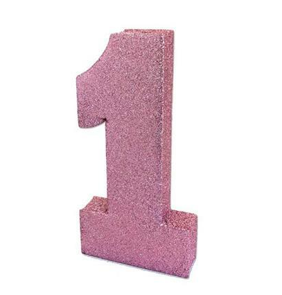 Centrepiece Foam Glitter Number 1 Pink