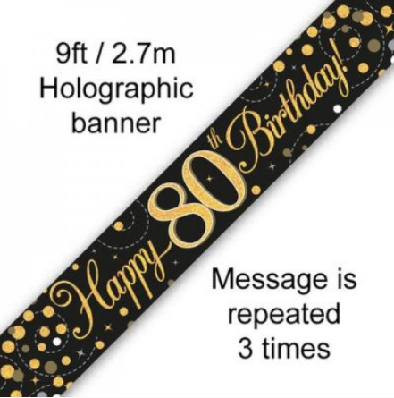 Banner Sparkling Fizz Black/Gold 80th