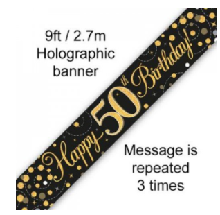 Banner Sparkling Fizz Black/Gold 50th