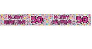 Foil Banner Happy 50th Pink