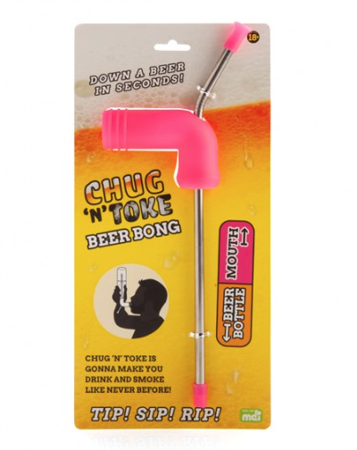 Chug 'N' Toke Beer Bong Fluro Pink