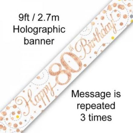 Banner Sparkling Fizz Rose Gold 80th