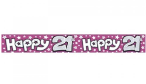 Foil Banner 21st Birthday Pink