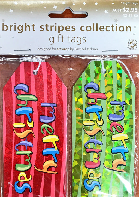 Christmas Tags Bright Stripes