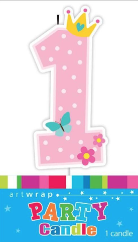 Single Digit Candle Pink 1st Birthday Crown
