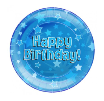 Blue Happy Birthday Paper Plates