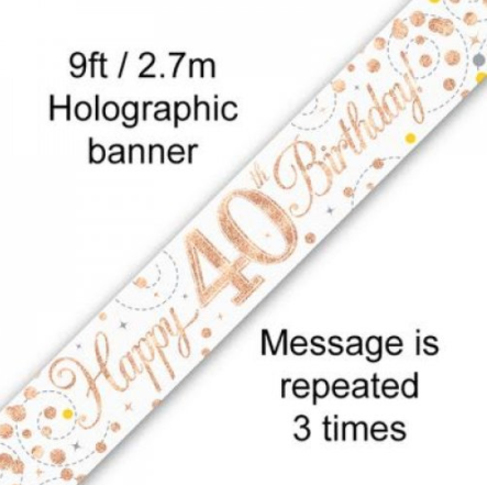 Banner Sparkling Fizz Rose Gold 40th