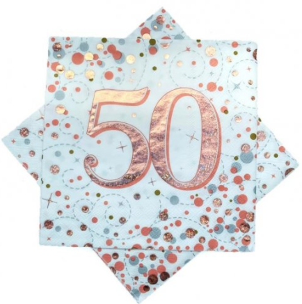 Napkins 50th Rose Gold Sparkling Fizz