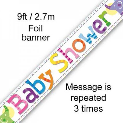 Foil Banner Baby Shower Colourful Elephants