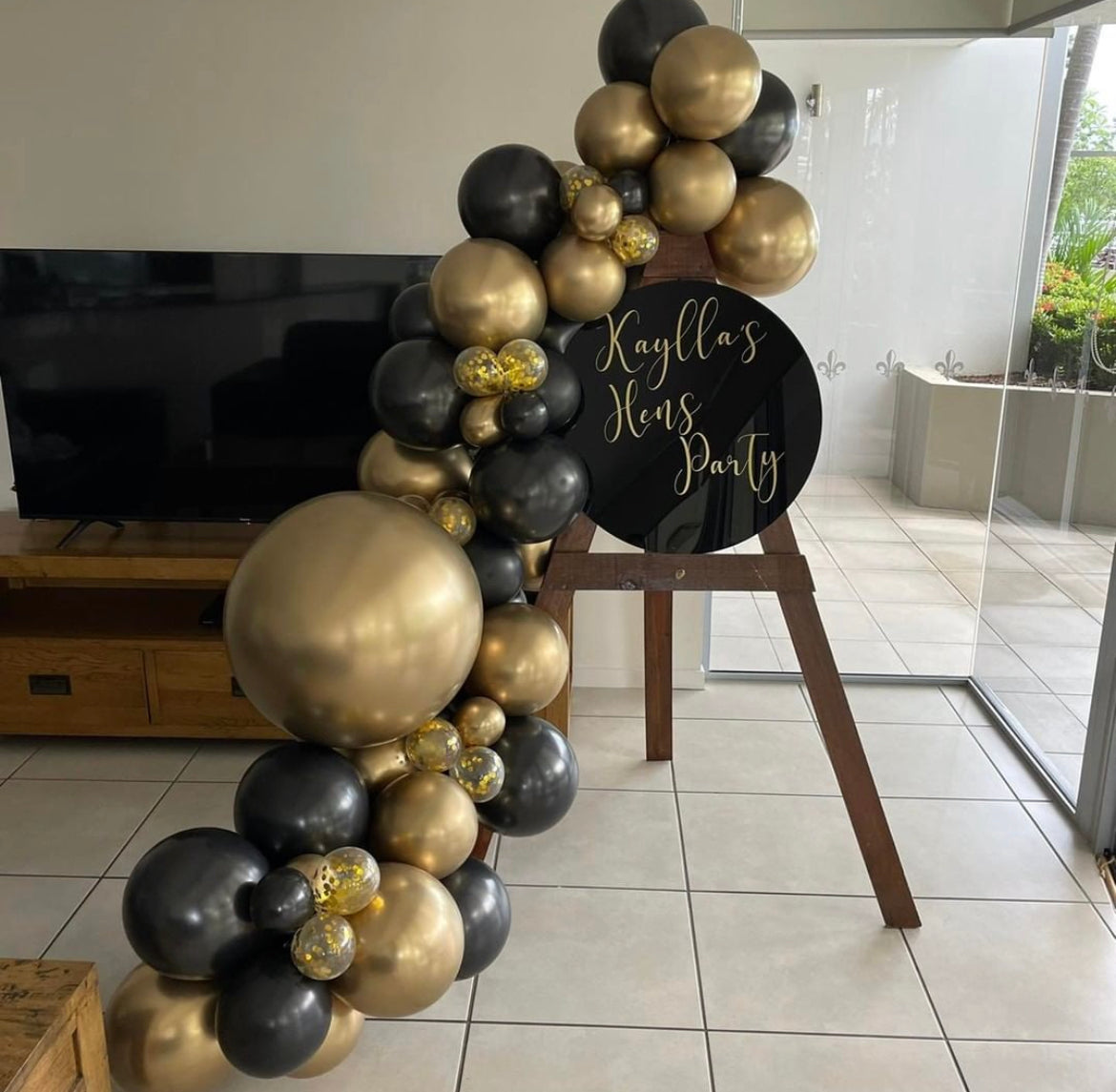 Balloon Garland + Sign & Easel Hire