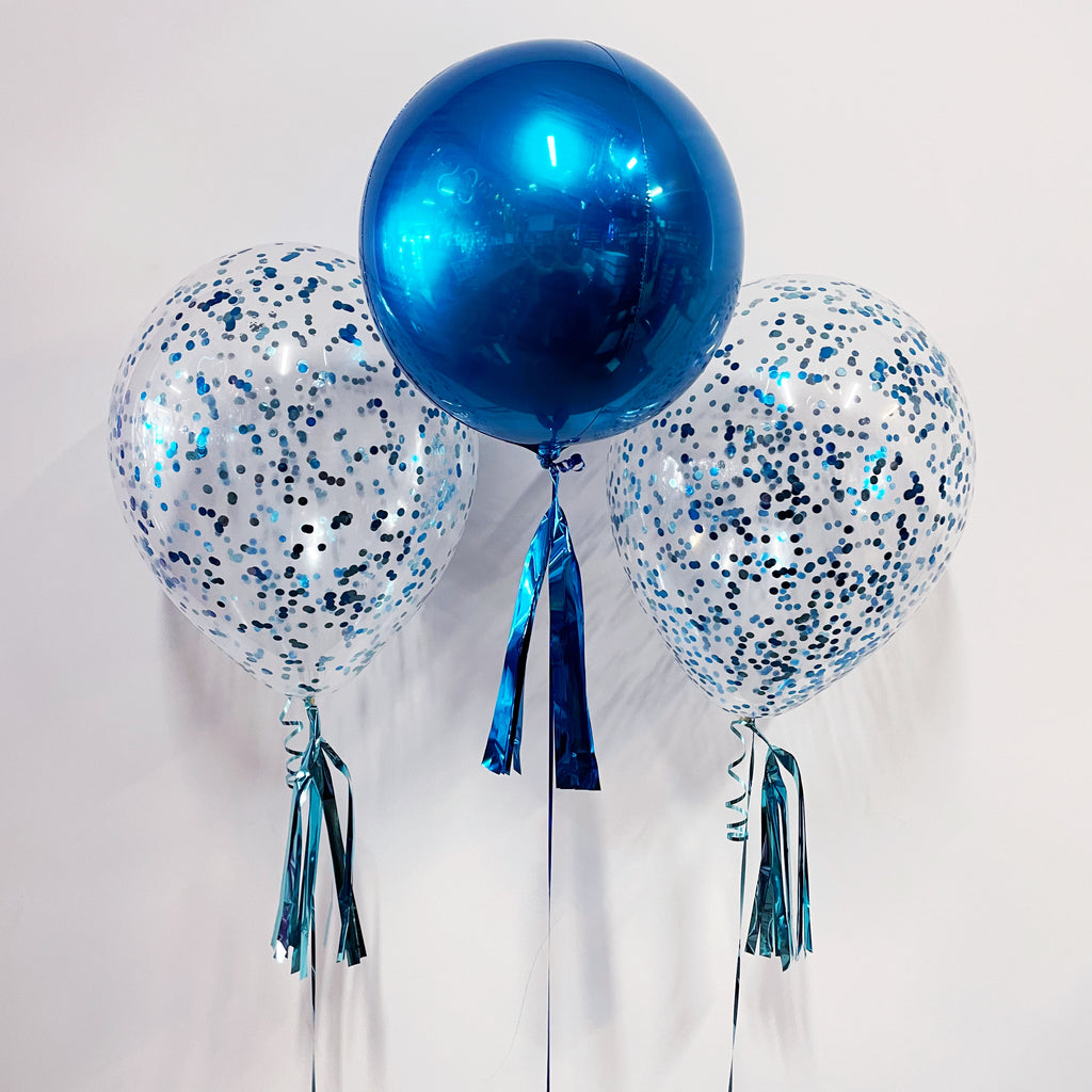 Set 3) Two Confetti and Orb Balloons Etc