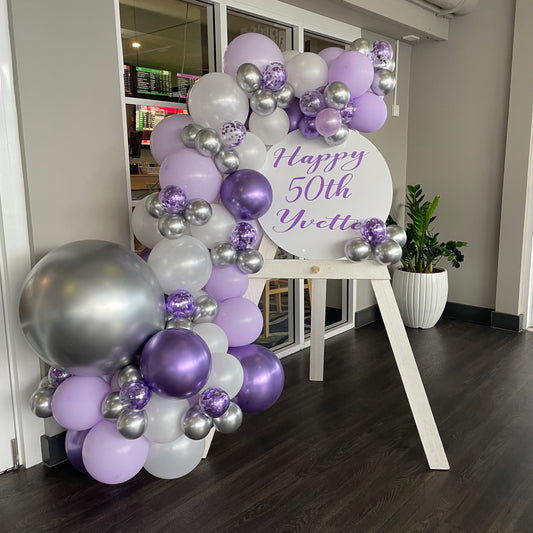 Balloon Garland + Sign & Easel Hire